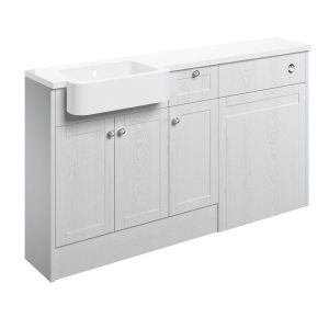 Moods Bickington Fitted  White Ash 1542mm Basin and WC Unit Pack LH