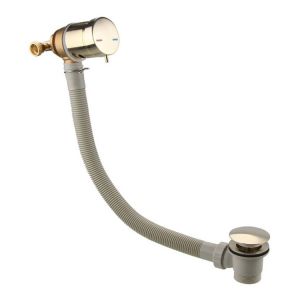 Moods Brushed Brass Overflow Bath Filler Waste with Integrated Valve