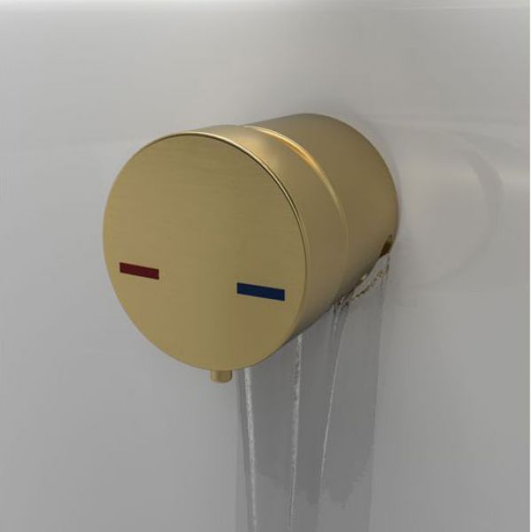 Moods Brushed Brass Overflow Bath Filler Waste with Integrated Valve #2