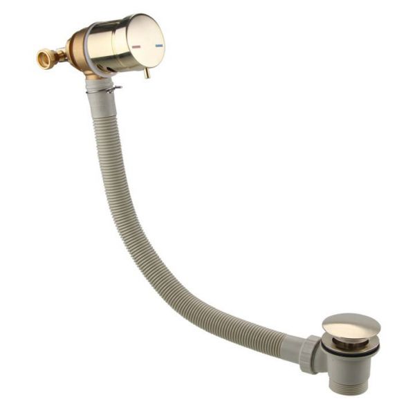Moods Brushed Bronze Overflow Bath Filler Waste with Integrated Valve
