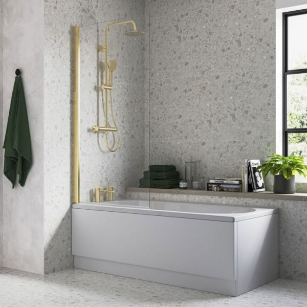 Moods Brushed Brass Single Panel Hinged Bath Screen #2