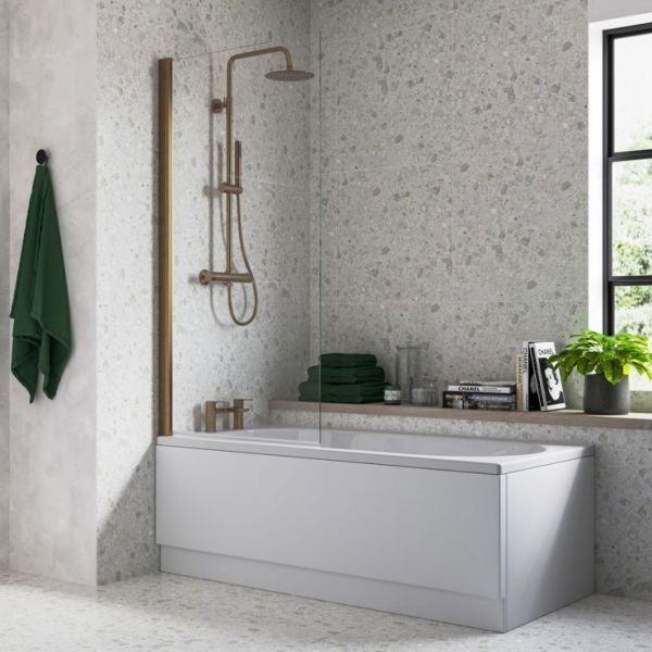 Moods Brushed Bronze Single Panel Hinged Bath Screen #2