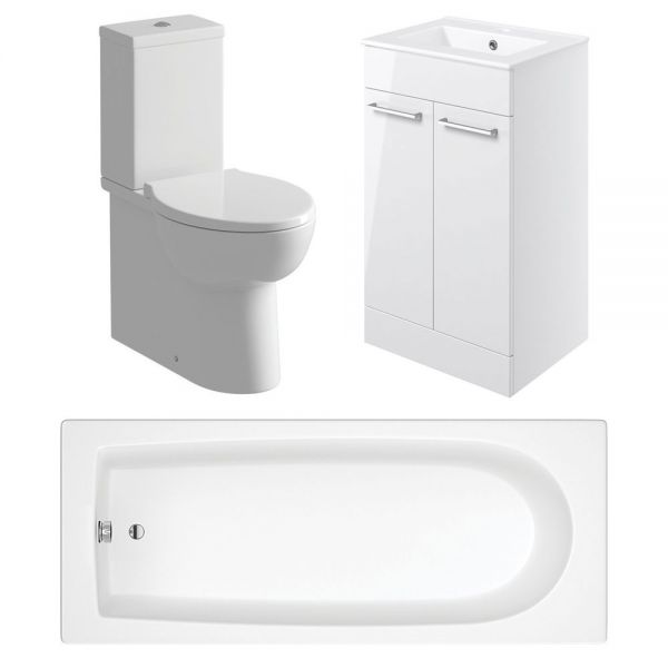 Moods Citrus Toilet, 600mm Basin Unit and 1600 Bath Bathroom Suite
