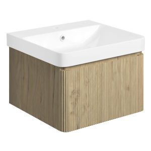 Moods Cuba 500mm Textured Oak Wall Mounted Vanity Unit and Basin