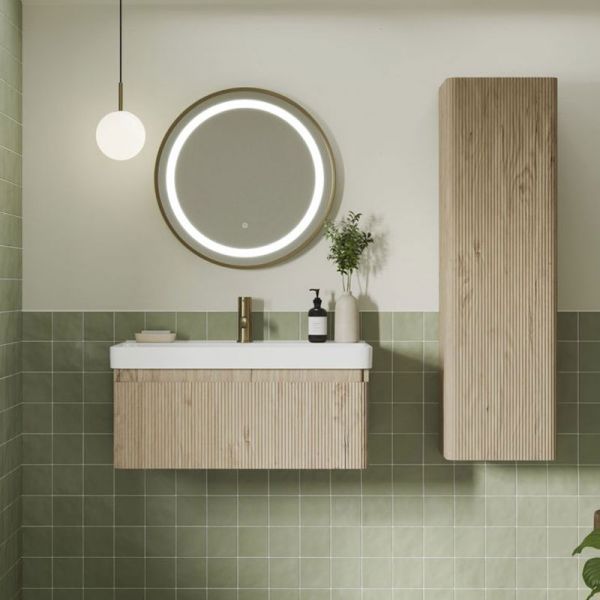 Moods Cuba 500mm Textured Oak Wall Mounted Vanity Unit and Basin #3