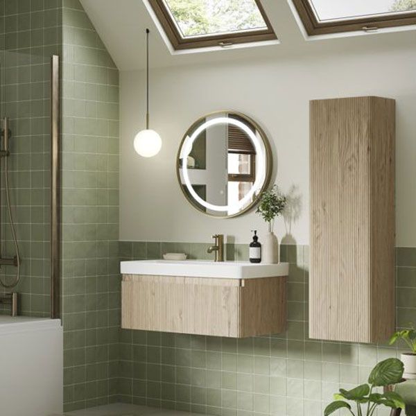 Moods Cuba 805mm Textured Oak Wall Mounted Vanity Unit and Basin #2