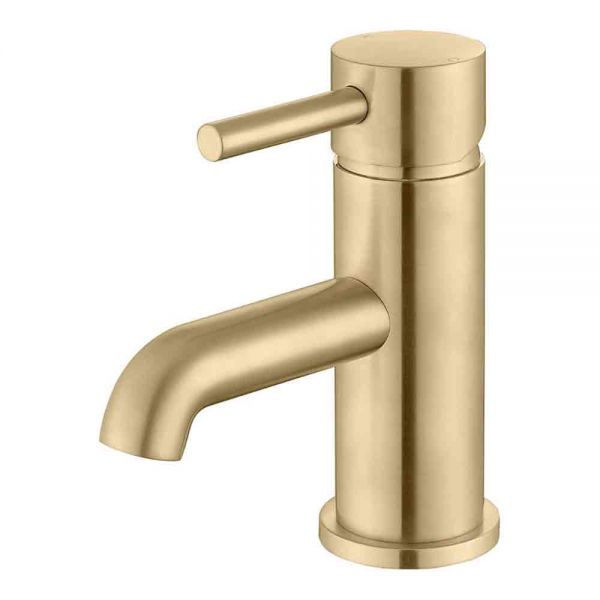 Moods Eustache Brushed Brass Mono Basin Mixer Tap with Waste