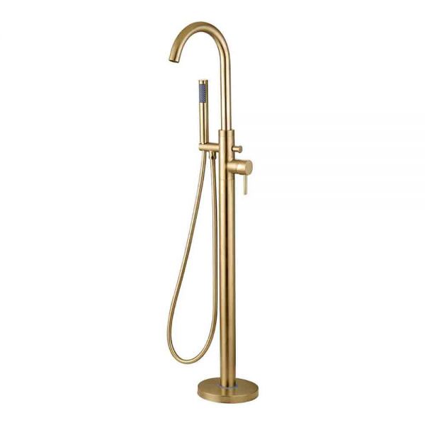 Moods Eustache Brushed Brass Floor Standing Bath Shower Mixer Tap