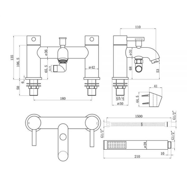 Moods Eustache Chrome Bath Shower Mixer Tap #2