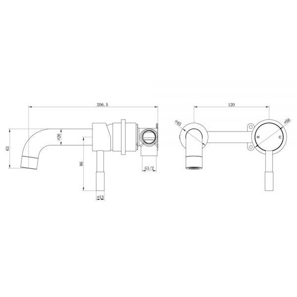 Moods Eustache Brushed Bronze Wall Mounted Basin Mixer Tap #2