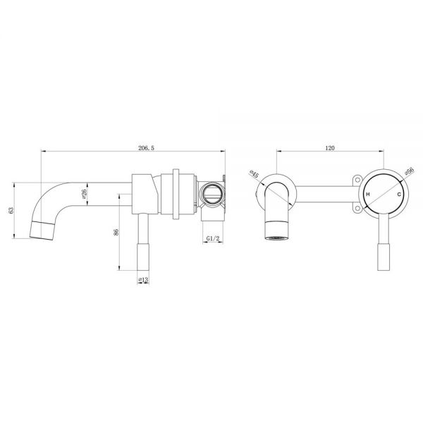 Moods Eustache Chrome Wall Mounted Basin Mixer Tap #2