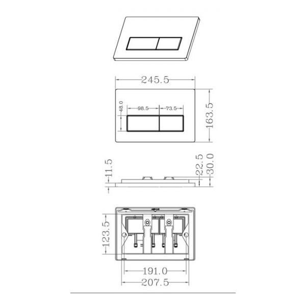 Moods Rectangular Dual Flush Plate Brushed Bronze #2