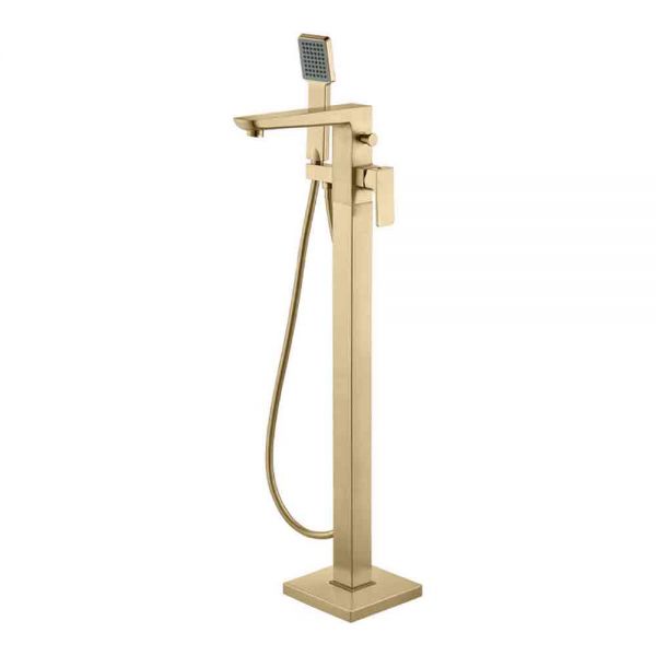Moods Hingham Brushed Brass Floor Standing Bath Shower Mixer Tap
