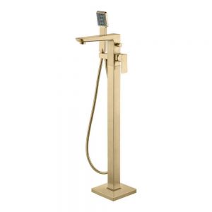 Moods Hingham Brushed Brass Floor Standing Bath Shower Mixer Tap