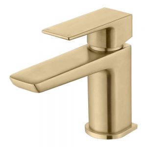 Moods Hingham Brushed Brass Mini Basin Mixer Tap with Waste