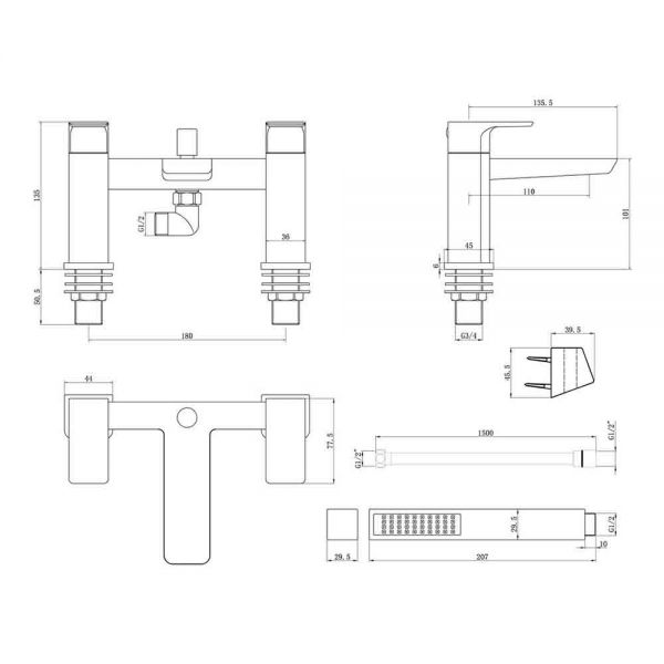 Moods Hingham Matt Black Bath Shower Mixer Tap #2