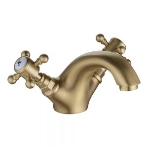 Moods Huron Brushed Brass Mono Basin Mixer Tap with Waste