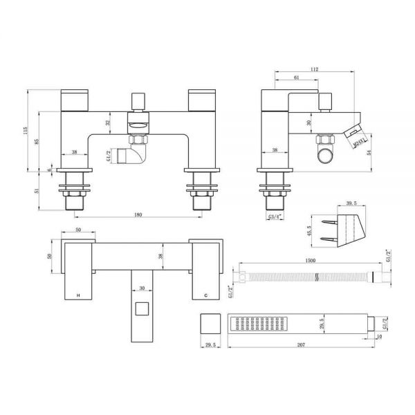 Moods Lexico Chrome Bath Shower Mixer Tap #2
