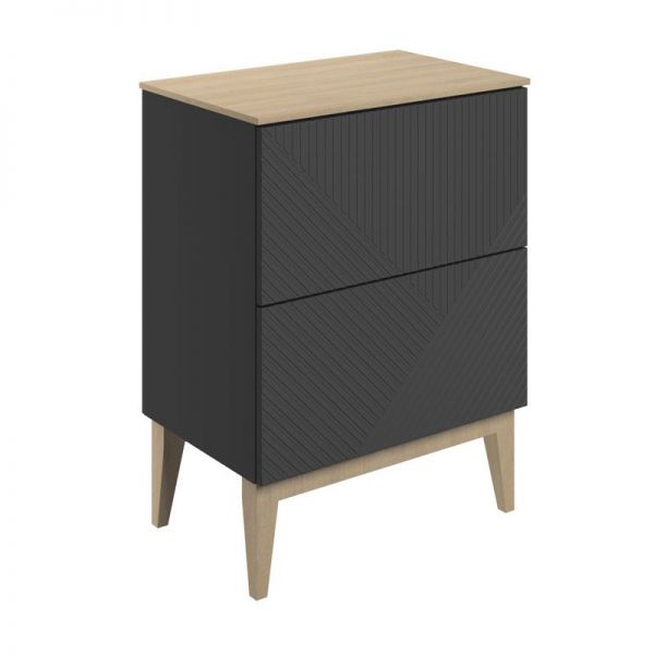 Moods Lined Graphite Grey 600 Floor Standing Vanity Unit and Maple Oak Worktop