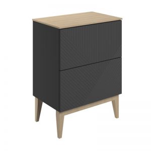 Moods Lined Graphite Grey 600 Floor Standing Vanity Unit and Maple Oak Worktop