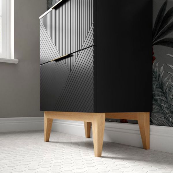Moods Lined Graphite Grey 600 Floor Standing Vanity Unit and Maple Oak Worktop #2
