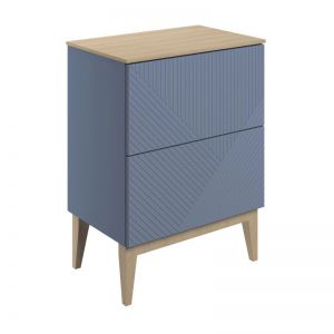 Moods Lined Matt Smoke Blue 600 Floor Standing Vanity Unit and Maple Oak Worktop