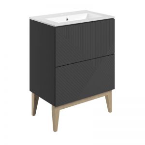 Moods Lined Graphite Grey 600 Floor Standing Vanity Unit and Basin