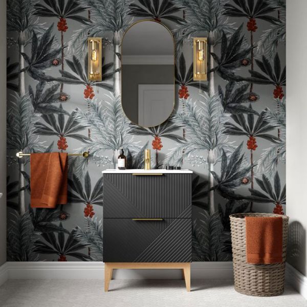 Moods Lined Graphite Grey 600 Floor Standing Vanity Unit and Basin #2