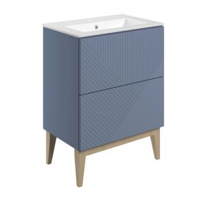 Moods Lined Smoke Blue 600 Floor Standing Vanity Unit and Basin