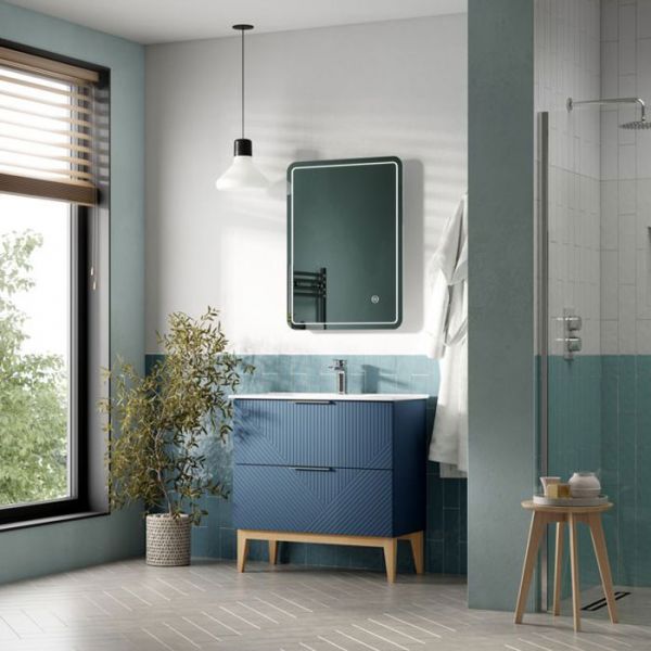 Moods Lined Smoke Blue 600 Floor Standing Vanity Unit and Basin #2