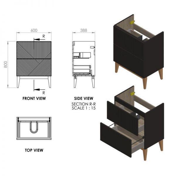 Moods Lined Smoke Blue 600 Floor Standing Vanity Unit and Basin #4