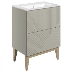 Moods Lined Matt Oat 600 Floor Standing Vanity Unit and Basin