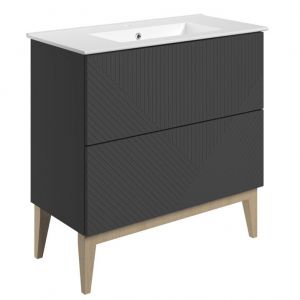 Moods Lined Graphite Grey 800 Floor Standing Vanity Unit and Basin