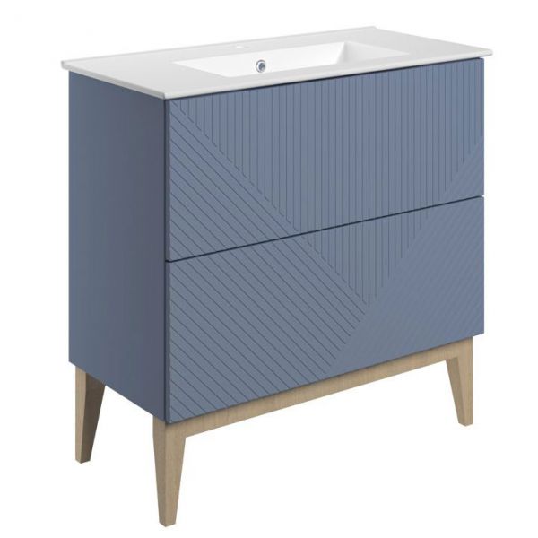 Moods Lined Smoke Blue 800 Floor Standing Vanity Unit and Basin
