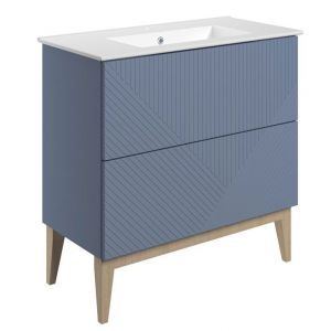 Moods Lined Smoke Blue 800 Floor Standing Vanity Unit and Basin