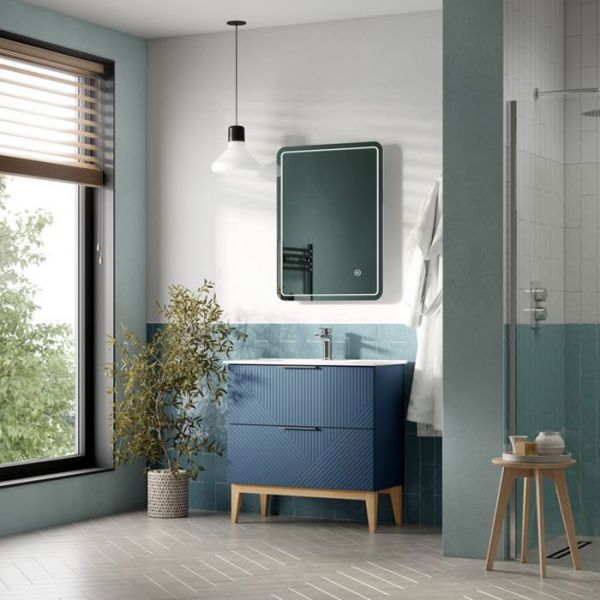 Moods Lined Smoke Blue 800 Floor Standing Vanity Unit and Basin #2