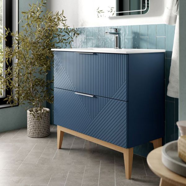 Moods Lined Smoke Blue 800 Floor Standing Vanity Unit and Basin #3