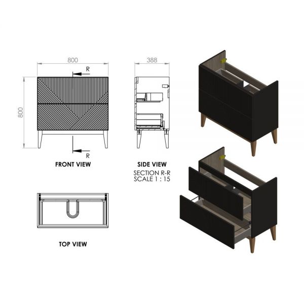 Moods Lined Matt Oat 800 Floor Standing Vanity Unit and Basin #2