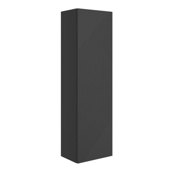 Moods Lined Grey Graphite Wall Hung Tall Bathroom Storage Unit