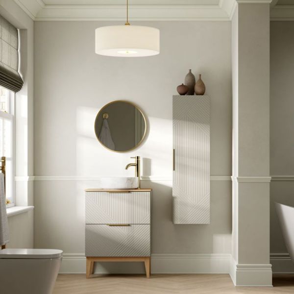 Moods Geo Warm Grey Wall Hung Tall Bathroom Storage Unit #2
