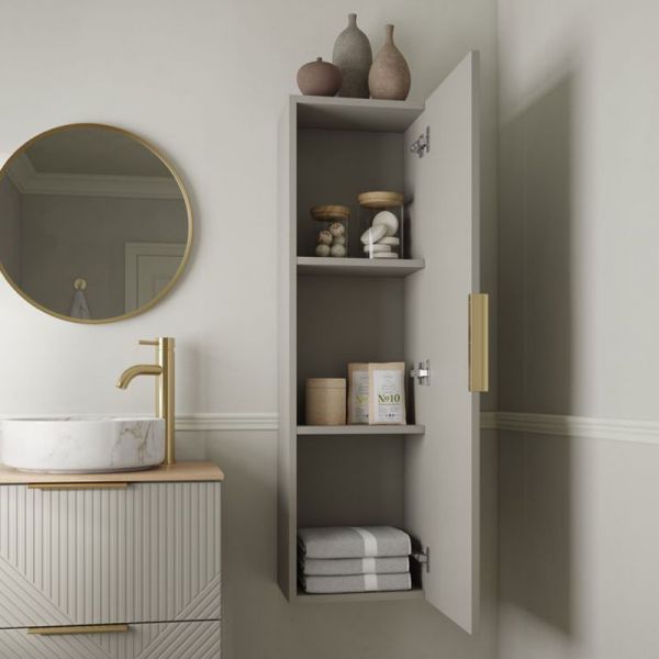 Moods Geo Warm Grey Wall Hung Tall Bathroom Storage Unit #3