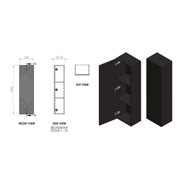 Moods Geo Smoke Blue Wall Hung Tall Bathroom Storage Unit #2