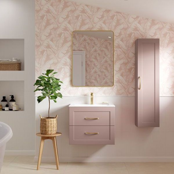 Moods Maybank Matt Peony Wall Hung Tall Bathroom Storage Unit #2