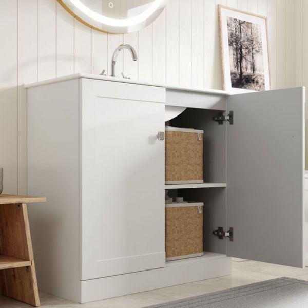 Moods Maybank 600 Matt White Floor Standing Vanity Unit and Basin #3