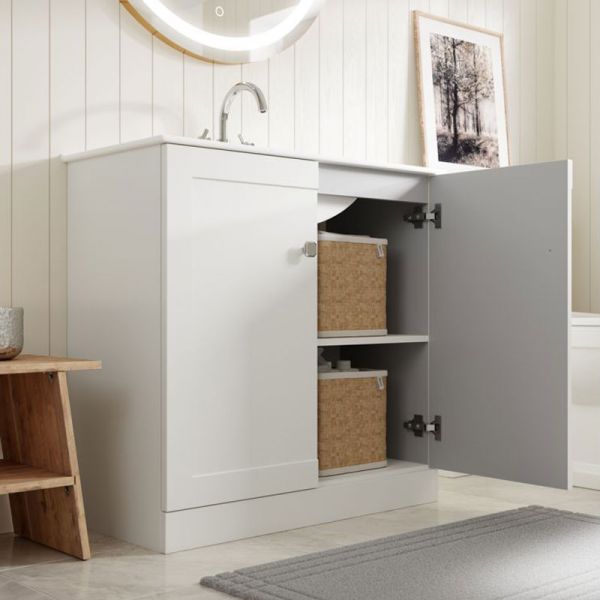 Moods Maybank 800 Matt White Floor Standing Vanity Unit and Basin #3
