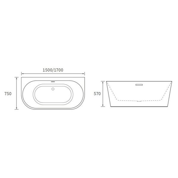 Moods Minster 1700 x 750 Freestanding Back to Wall Bath #3