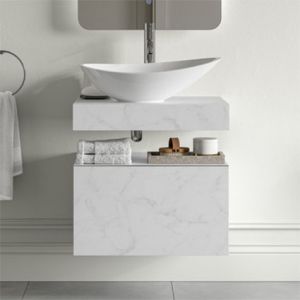 Moods Nature 800mm White Marble Wall Hung Storage Drawer