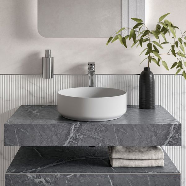 Moods Nature 600mm Grey Marble Wall Hung Storage Drawer #3