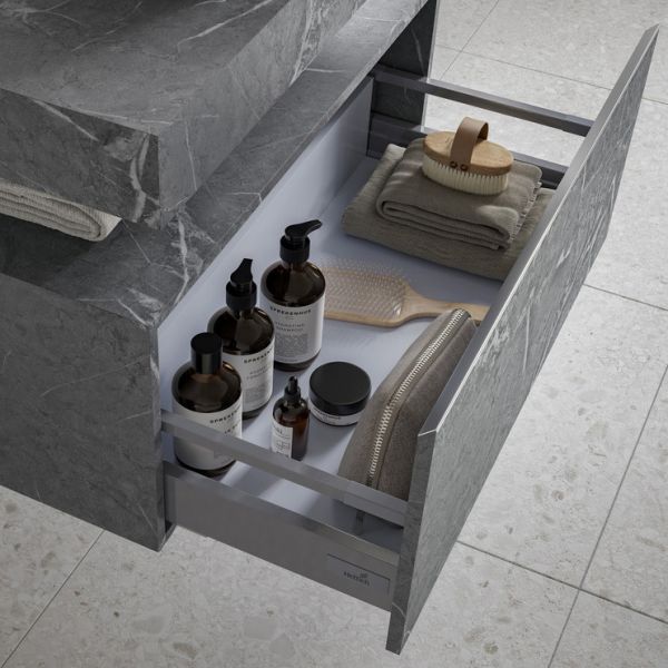 Moods Nature 600mm Grey Marble Wall Hung Storage Drawer #4