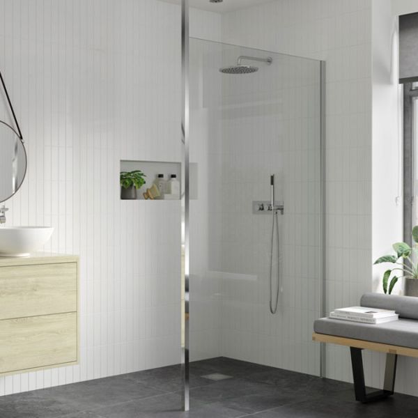 Moods Reflex Splash 1200 Wetroom Shower Panel with Floor to Ceiling Post